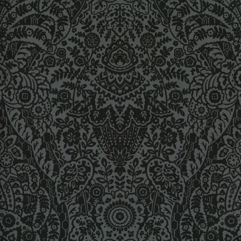 2973-87365 Maris Charcoal Flock Damask Wallpaper