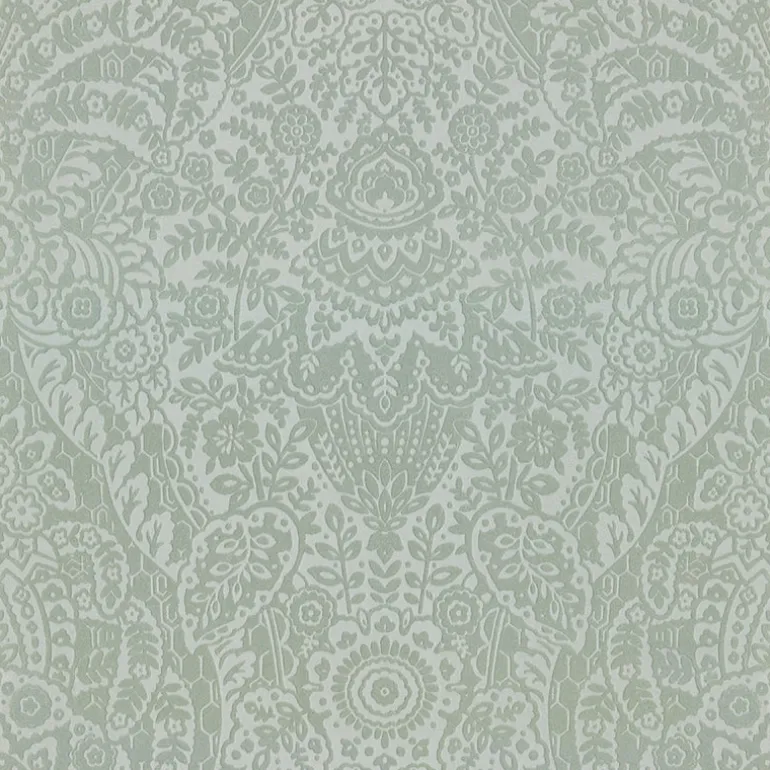 2973-87366 Maris Silver Flock Damask Wallpaper