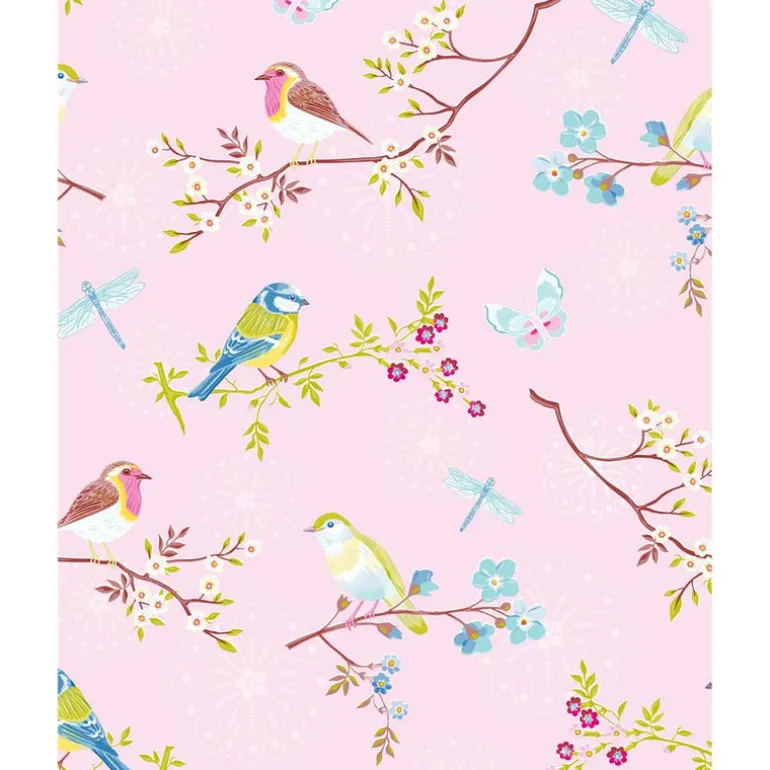 375082 Marit Light Pink Bird Wallpaper