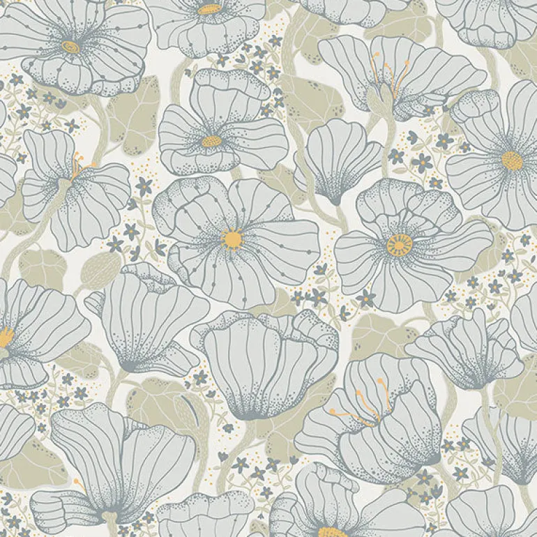2932-65110 Matilda Blue Poppy Fields Wallpaper