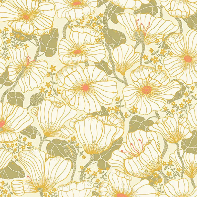 2932-65111 Matilda Green Poppy Fields Wallpaper
