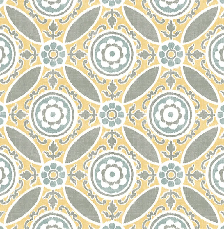 2744-24114 Maya Yellow Medallion Wallpaper