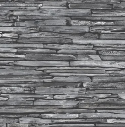2922-22352 McGuire Grey Stacked Slate Wallpaper