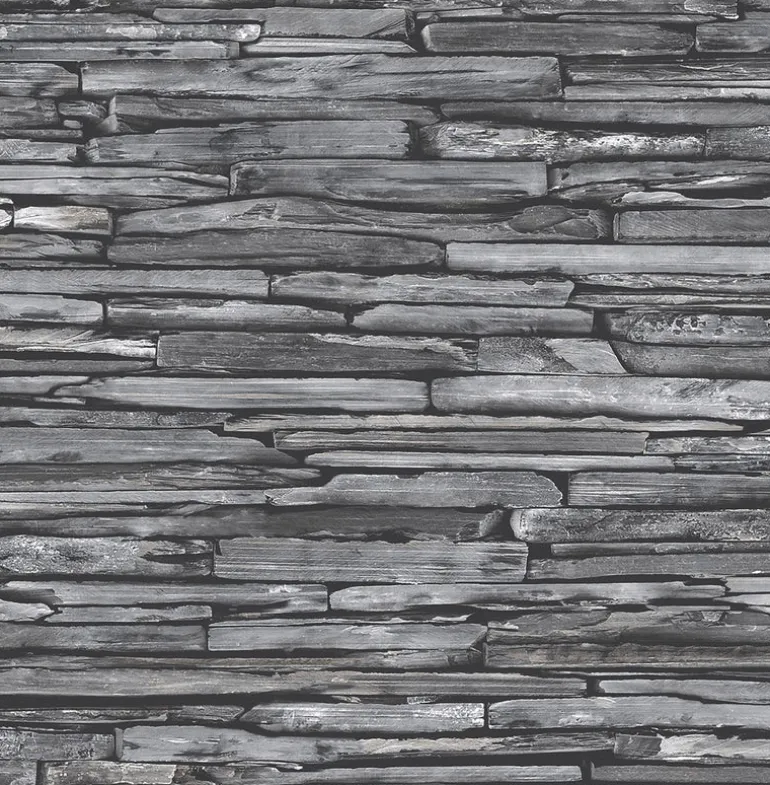 2922-22352 McGuire Grey Stacked Slate Wallpaper