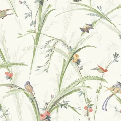 3119-19321 Meadowlark Light Green Botanical Wallpaper