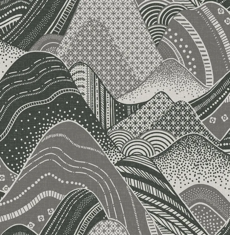 2764-24331 Meru Dark Grey Mountain Wallpaper