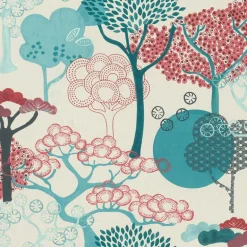 4035-539950 Misaki Red Trees Wallpaper