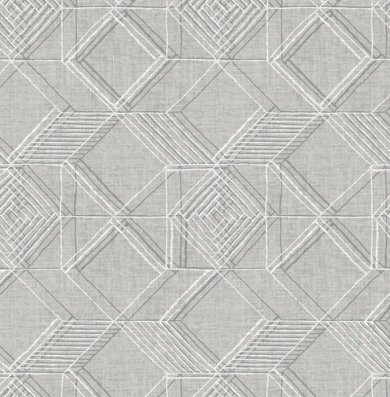 2969-26018 Moki Grey Lattice Geometric Wallpaper