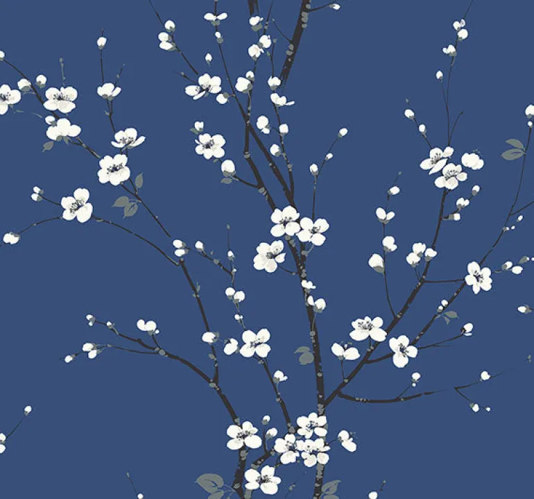 2927-81812 Monterey Cobalt Floral Branch Wallpaper