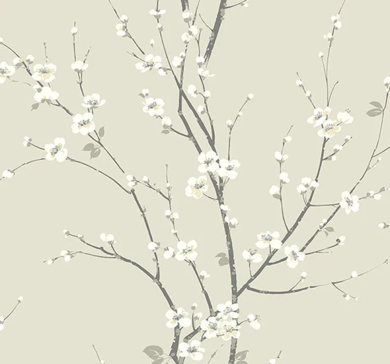 2927-81805 Monterey Ivory Floral Branch Wallpaper