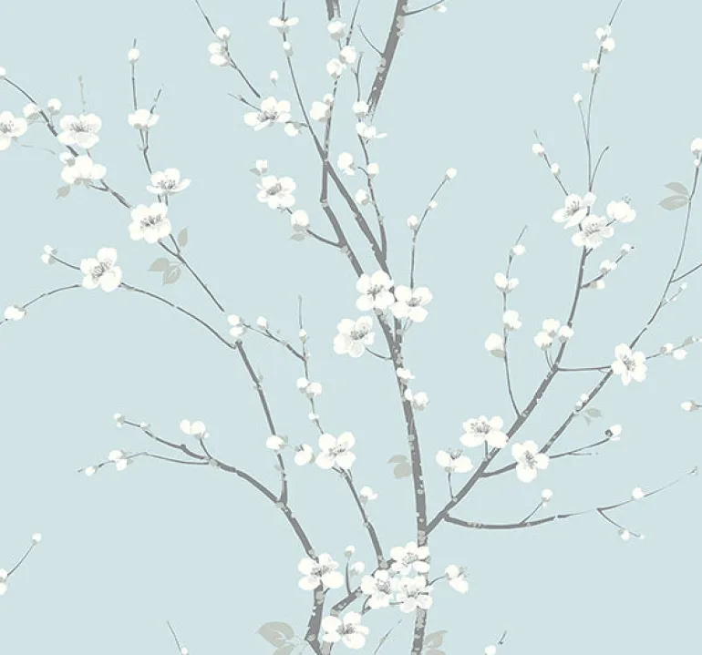 2927-81802 Monterey Sky Blue Floral Branch Wallpaper