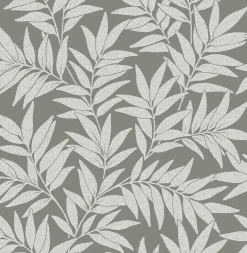 2970-26123 Morris Dark Grey Leaf Wallpaper
