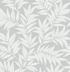 2970-26124 Morris Light Grey Leaf Wallpaper