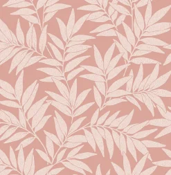 2970-26121 Morris Pink Leaf Wallpaper
