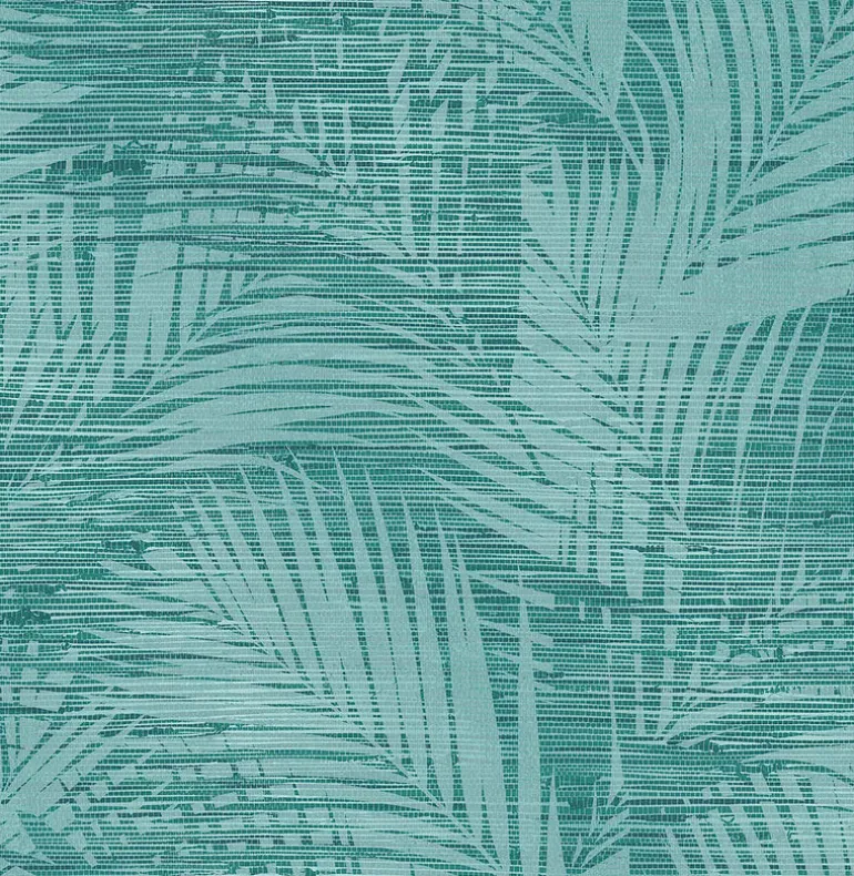 2766-24400 Motmot Turquoise Palm Wallpaper