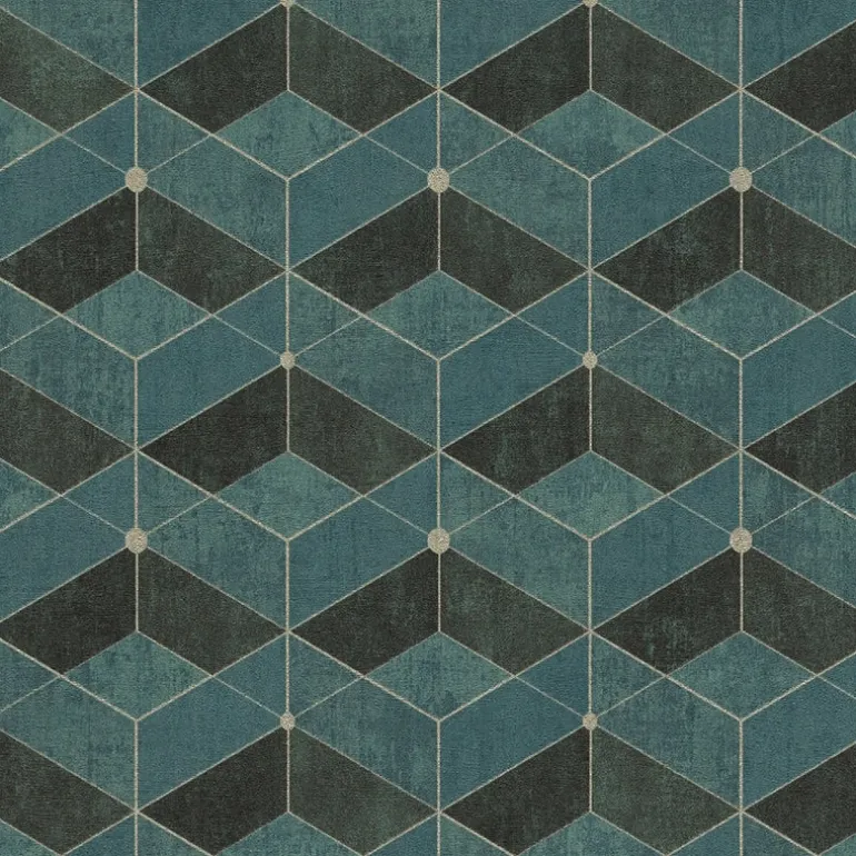 4082-382023 Muir Teal Geo Wallpaper