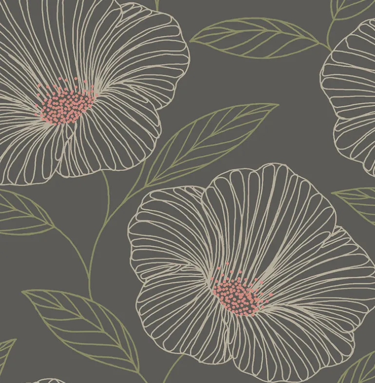 2764-24319 Mythic Grey Floral Wallpaper