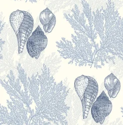 2927-81202 Nauset Blue Seashell Shores Wallpaper