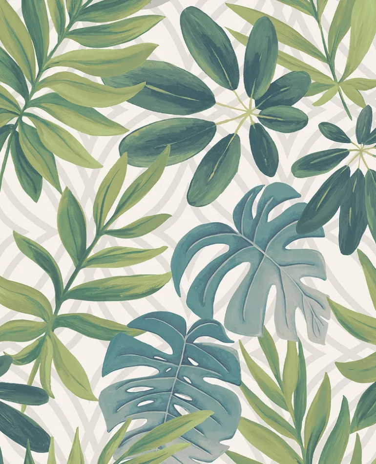 2763-24200 Nocturnum White Leaf Wallpaper