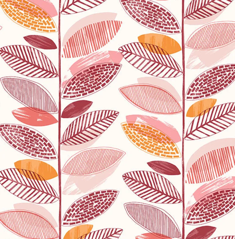 2904-25684 Nyssa Coral Leaves Wallpaper