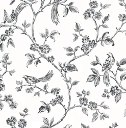 2836-24976 Ophelia Black Bird Trail Wallpaper