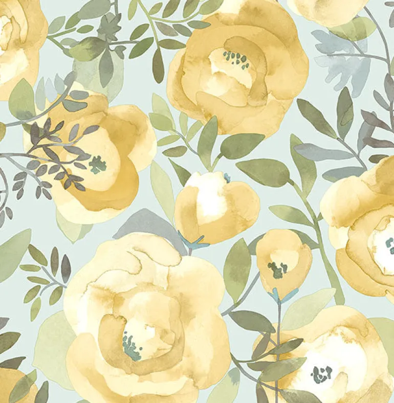 2903-25837 Orla Yellow Floral Wallpaper