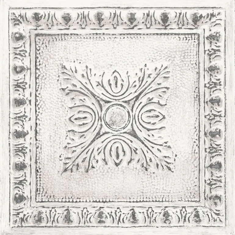 2540-24031 Ornamental Off-White Tin Tile Wallpaper