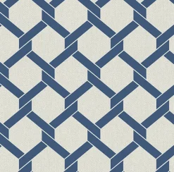 2971-86308 Payton Blue Hexagon Trellis Wallpaper