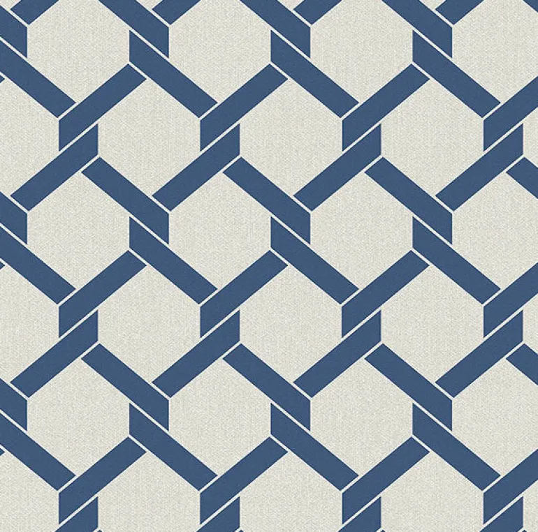2971-86308 Payton Blue Hexagon Trellis Wallpaper