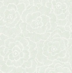 2969-26040 Periwinkle Green Textured Floral Wallpaper