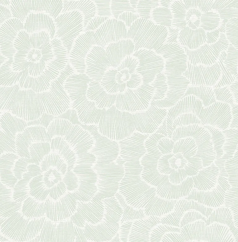 2969-26040 Periwinkle Green Textured Floral Wallpaper