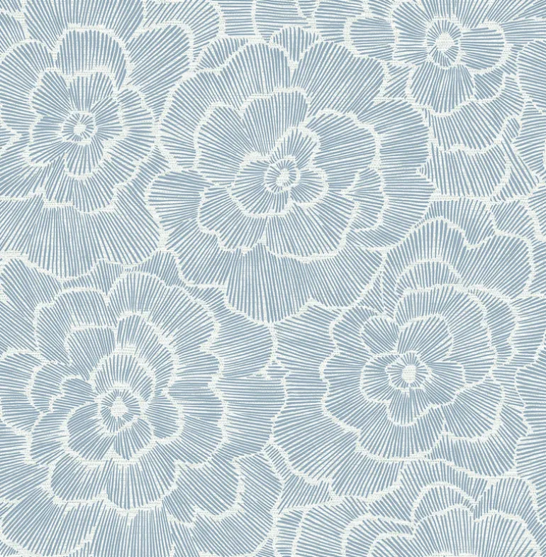 2969-26038 Periwinkle Grey Textured Floral Wallpaper