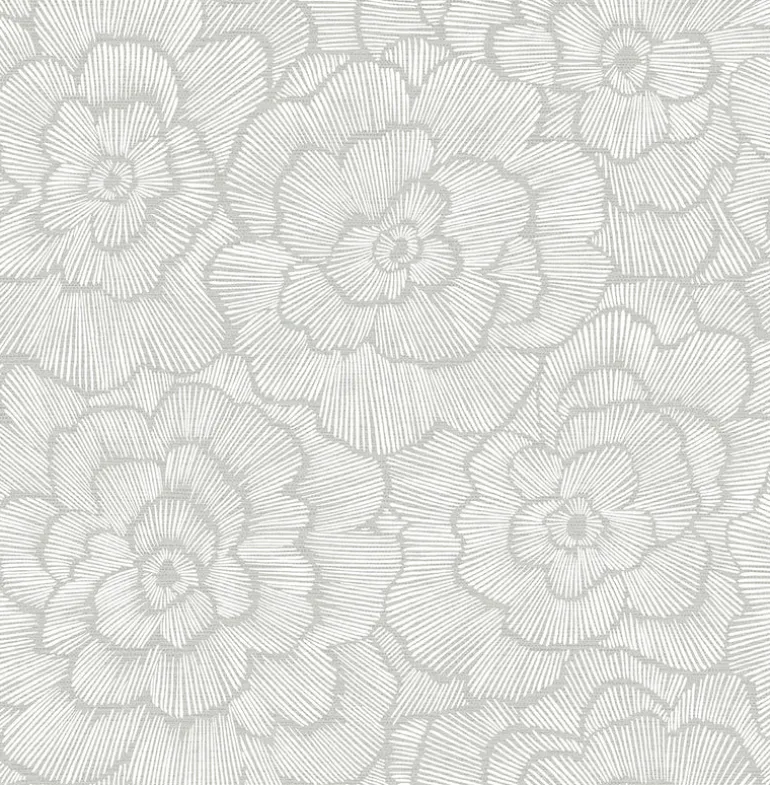 2969-26036 Periwinkle Light Grey Textured Floral Wallpaper