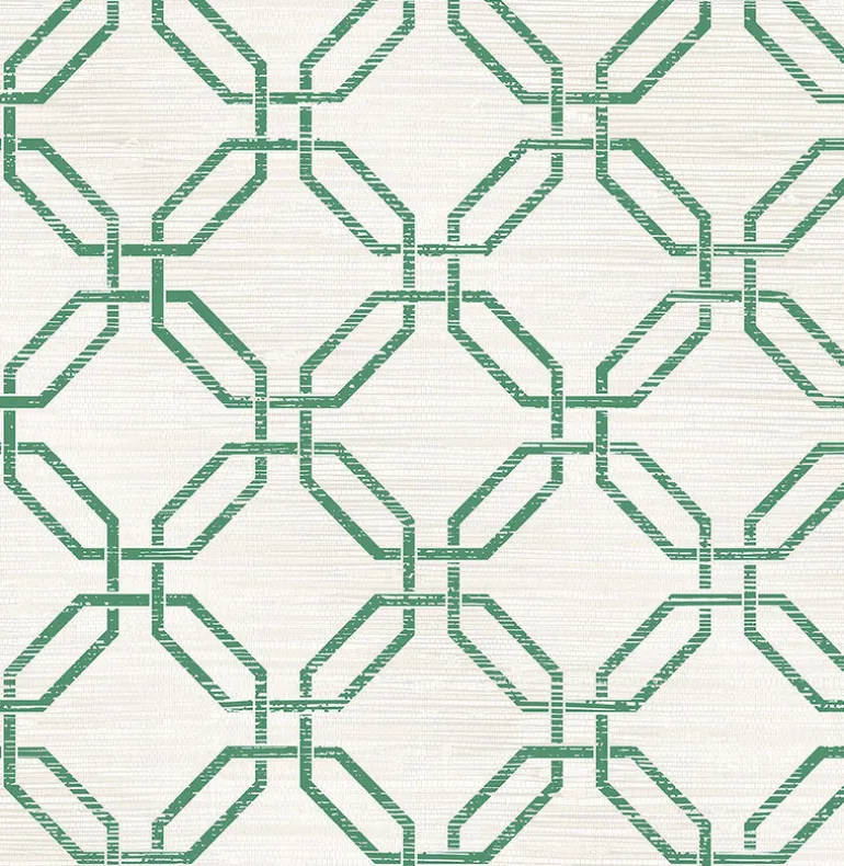 2766-24409 Phaius Green Trellis Wallpaper