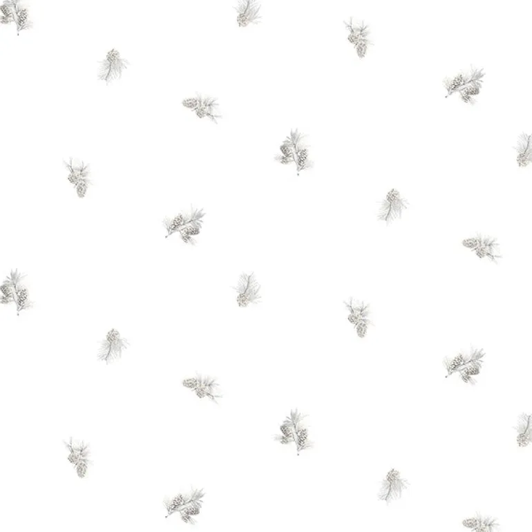 3118-494610 Pinecone Toss Light Grey Conifer Wallpaper