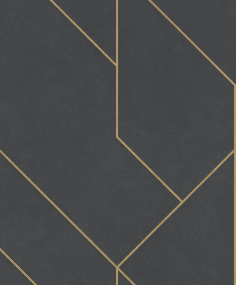 4015-427431 Pollock Black Gilded Geometric Wallpaper
