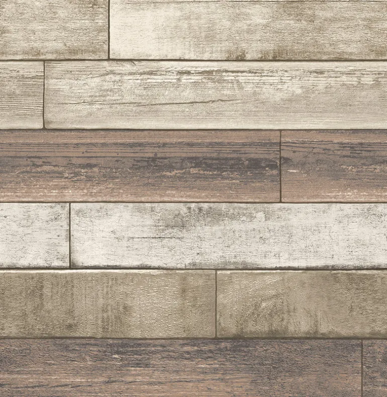 2922-22347 Porter Coffee Weathered Plank Wallpaper