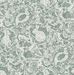 2861-25724 Revival Dark Green Fauna Wallpaper
