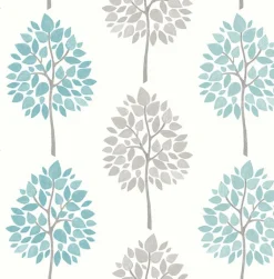 2814-24970 Saar Aqua Tree Wallpaper