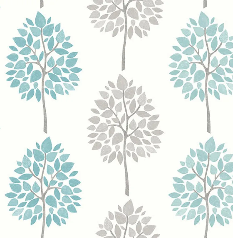 2814-24970 Saar Aqua Tree Wallpaper