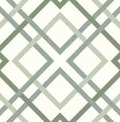 2901-25437 Saltire Emile Green Lattice Wallpaper
