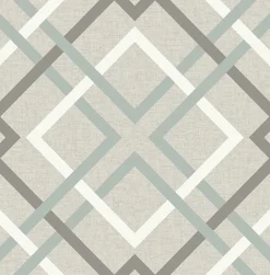 2904-22649 Saltire Taupe Geometric Wallpaper