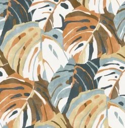2969-26011 Samara Orange Monstera Leaf Wallpaper