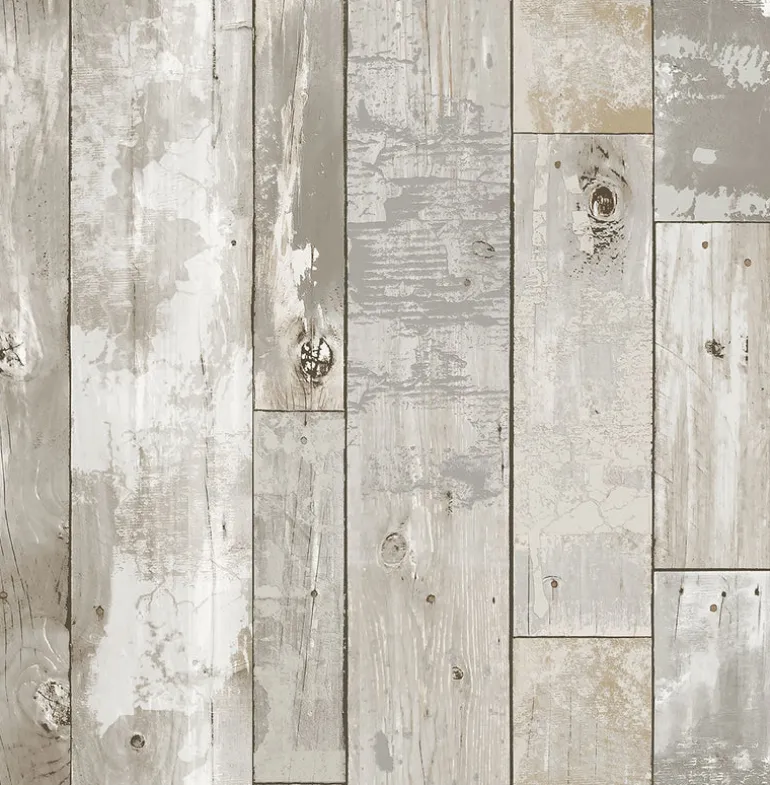 2922-24054 Samuel Light Grey Distressed Wood Wallpaper