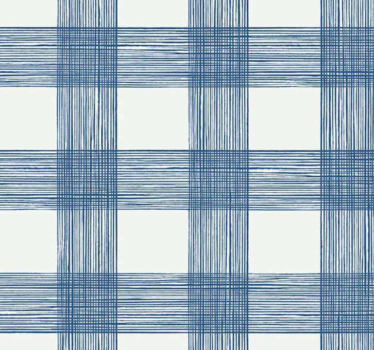 2927-80902 Scarborough Indigo Striated Plaid Wallpaper