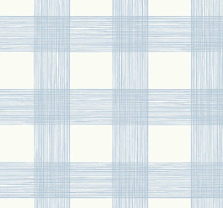 2927-80912 Scarborough Light Blue Striated Plaid Wallpaper