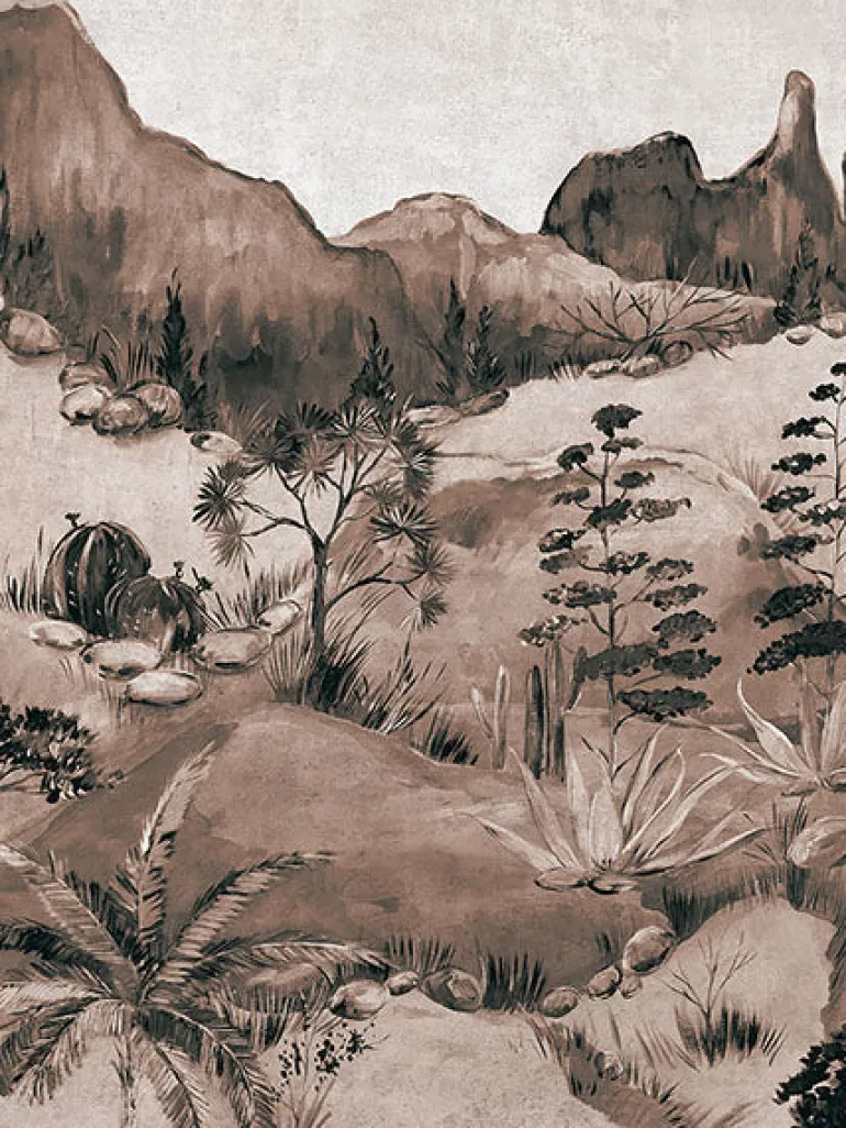 391566 Scenic Savanna Sepia Wall Mural