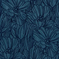 2970-87356 Selwyn Flock Dark Blue Floral Wallpaper