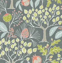 2903-25831 Shiloh Grey Botanical Wallpaper