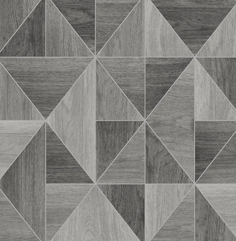 2814-24963 Simpson Grey Geometric Wood Wallpaper